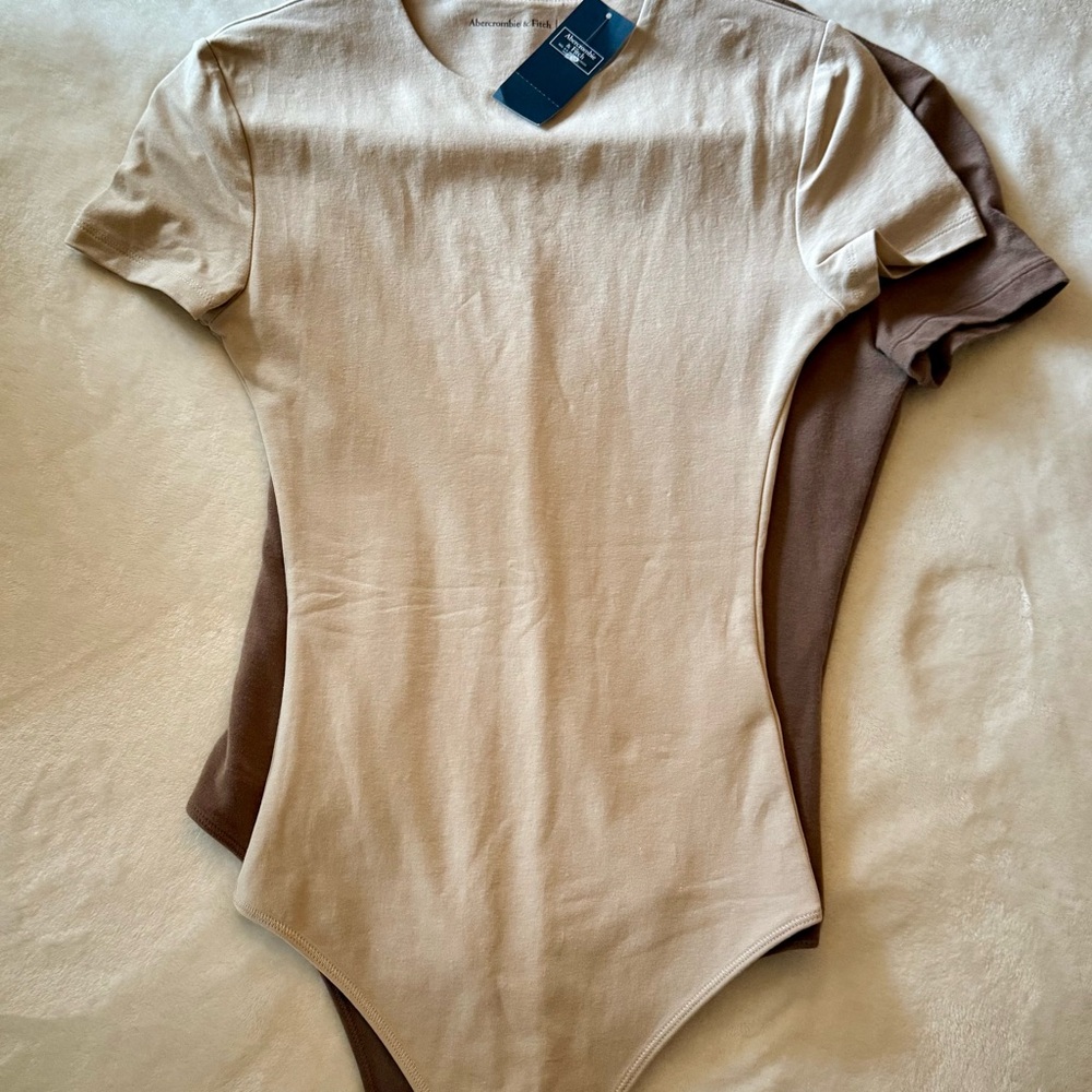 Abercrombie & Fitch Cream and Brown Bodysuit